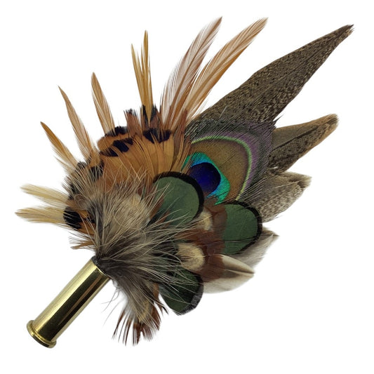 Copper, Emerald Green and Natural Feather Hat Pin (CFP831)