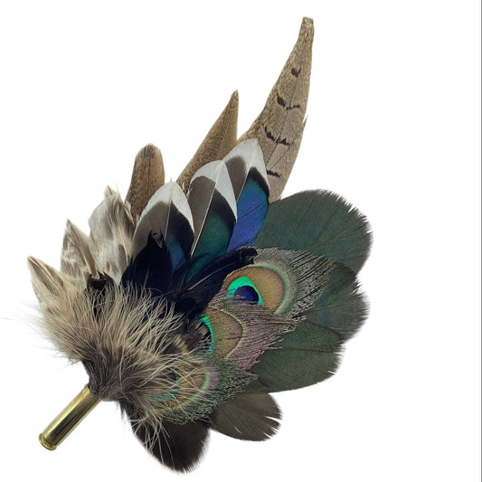 Peacock, Duck and Natural Feather Hat Pin (CFP832)