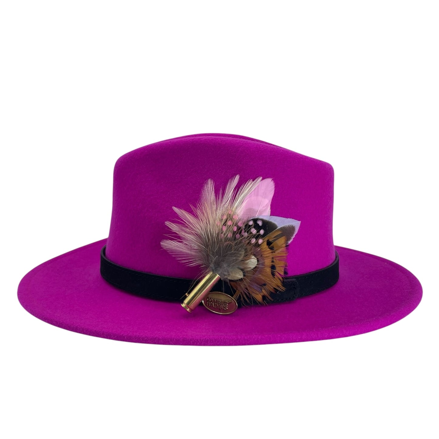 Pink & Natural Feather Hat Pin (CFP724)