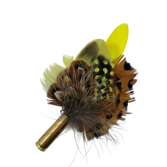Yellow & Natural Feather Hat Pin (CFP739)