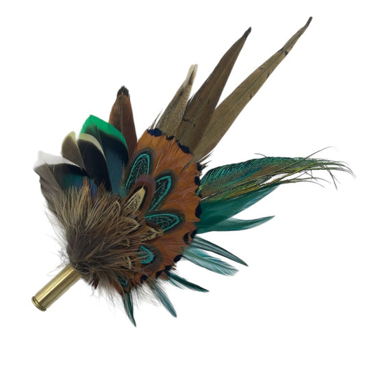 Teal & Natural Feather Hat Pin (CFP764) (