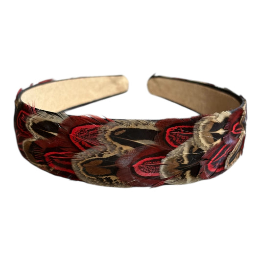 Red & Natural Pheasant Feather Hairband (CFHB3030)