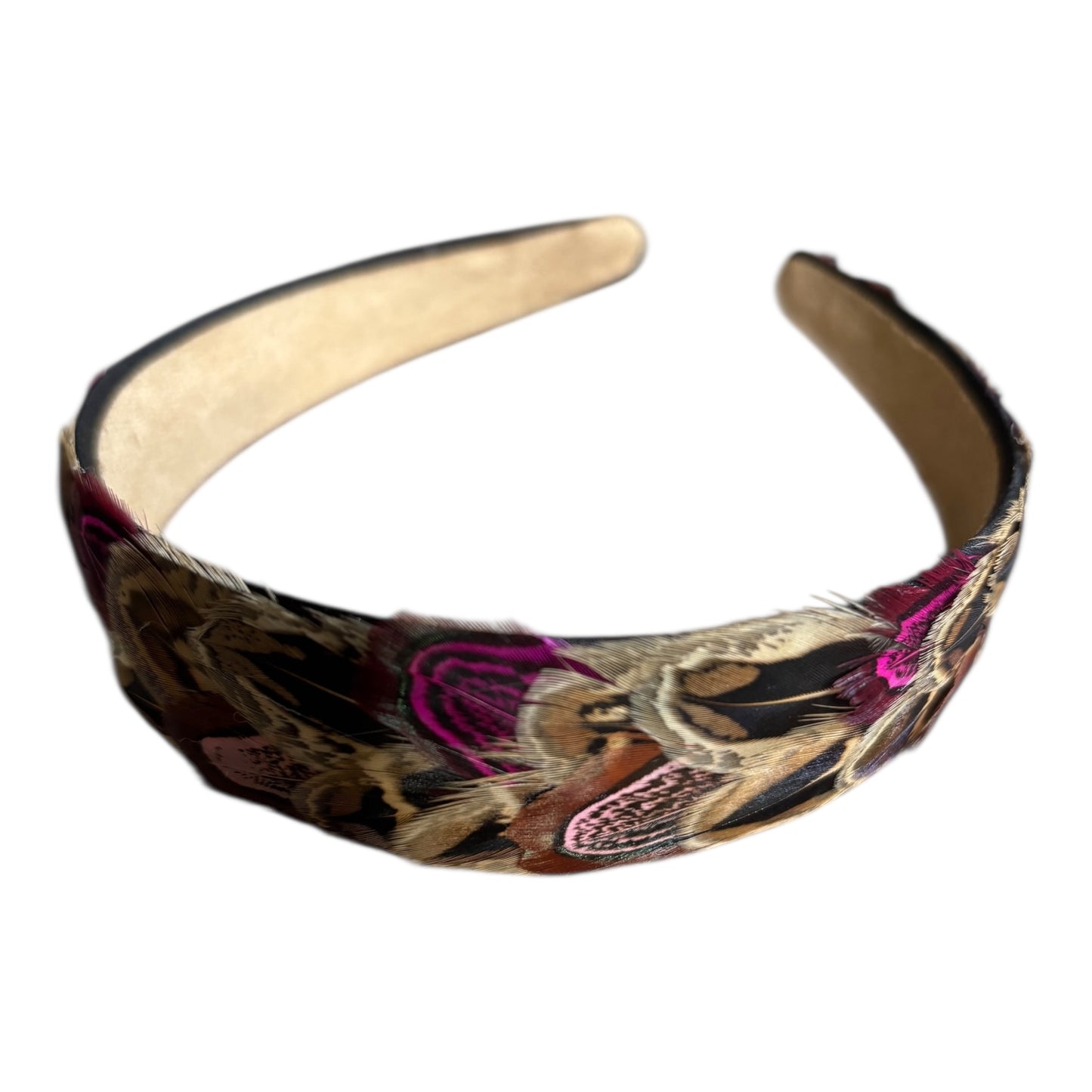 Pink & Natural Pheasant Feather Hairband (CFHB3031)