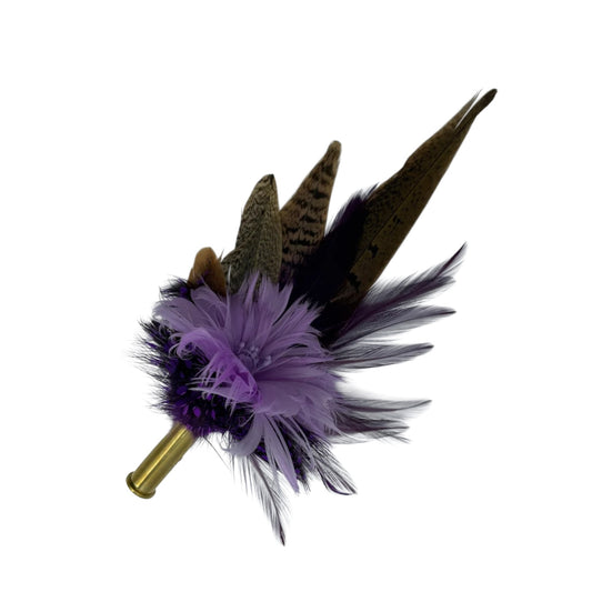 Purple Tones & Natural Feather Hat Pin (CFP547)
