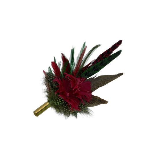 Red & Green Feather Hat Pin (CFP563)