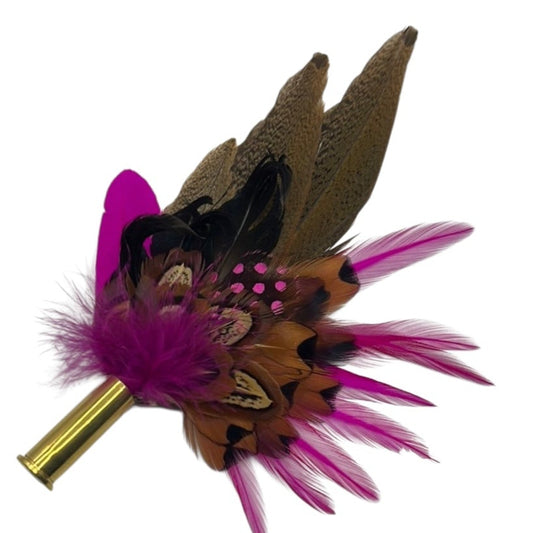 Cerise & Natural Feather Hat Pin (CFP476)