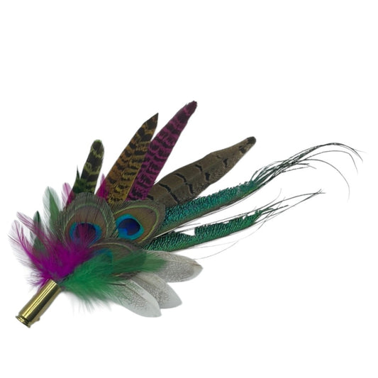 Peacock, Cerise & Green Feather Hat Pin (CFP471)