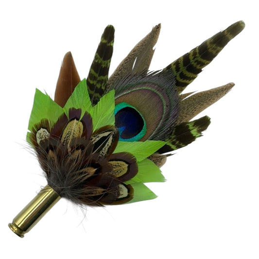 Peacock, Lime Green & Green Feather Hat Pin (CFP440)
