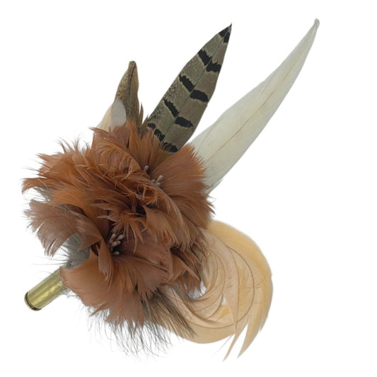 Coffee, Peach & White Feather hat Pin (CFP414)