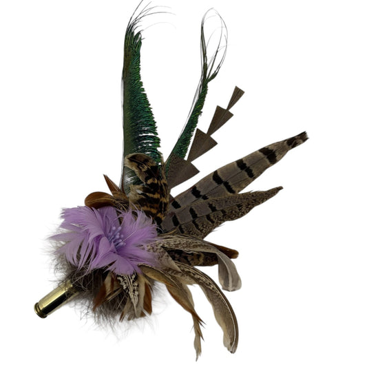 Lilac, teal and natural Feather Hat Pin (CFP559)