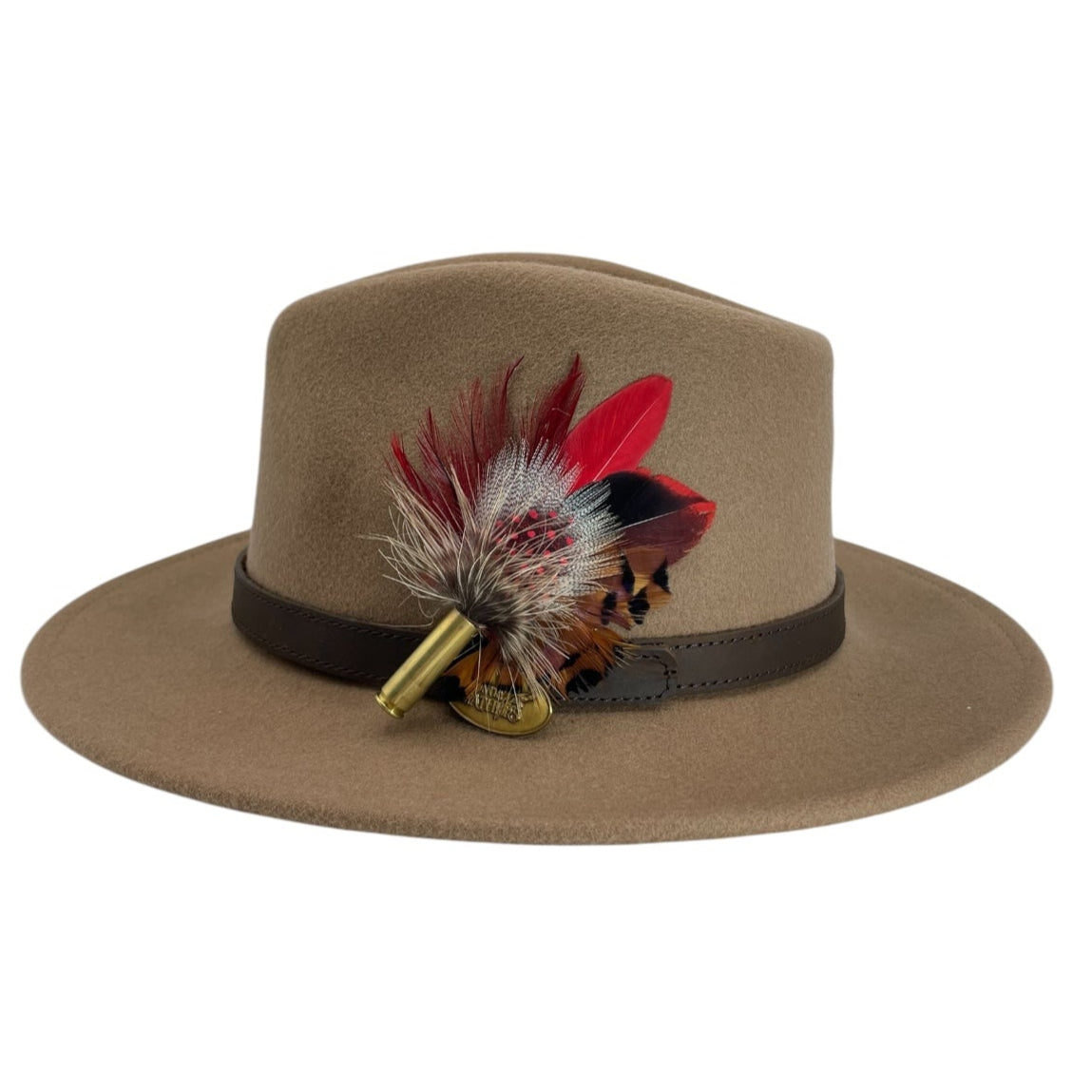 Red & Natural Feather Hat Pin (CFP722)