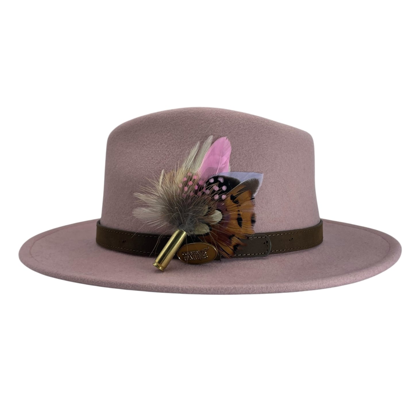 Pink & Natural Feather Hat Pin (CFP724)