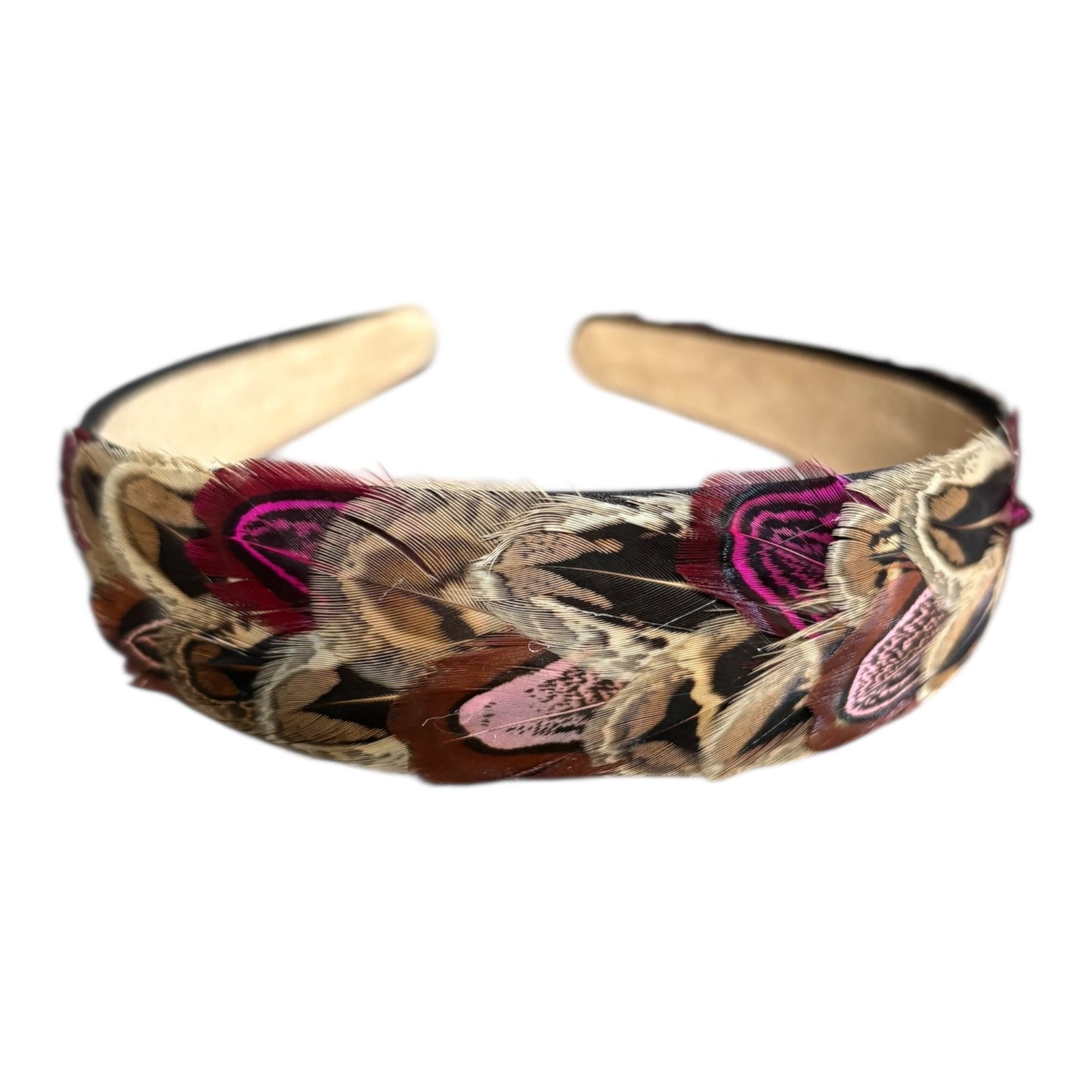 Pink & Natural Pheasant Feather Hairband (CFHB3031)