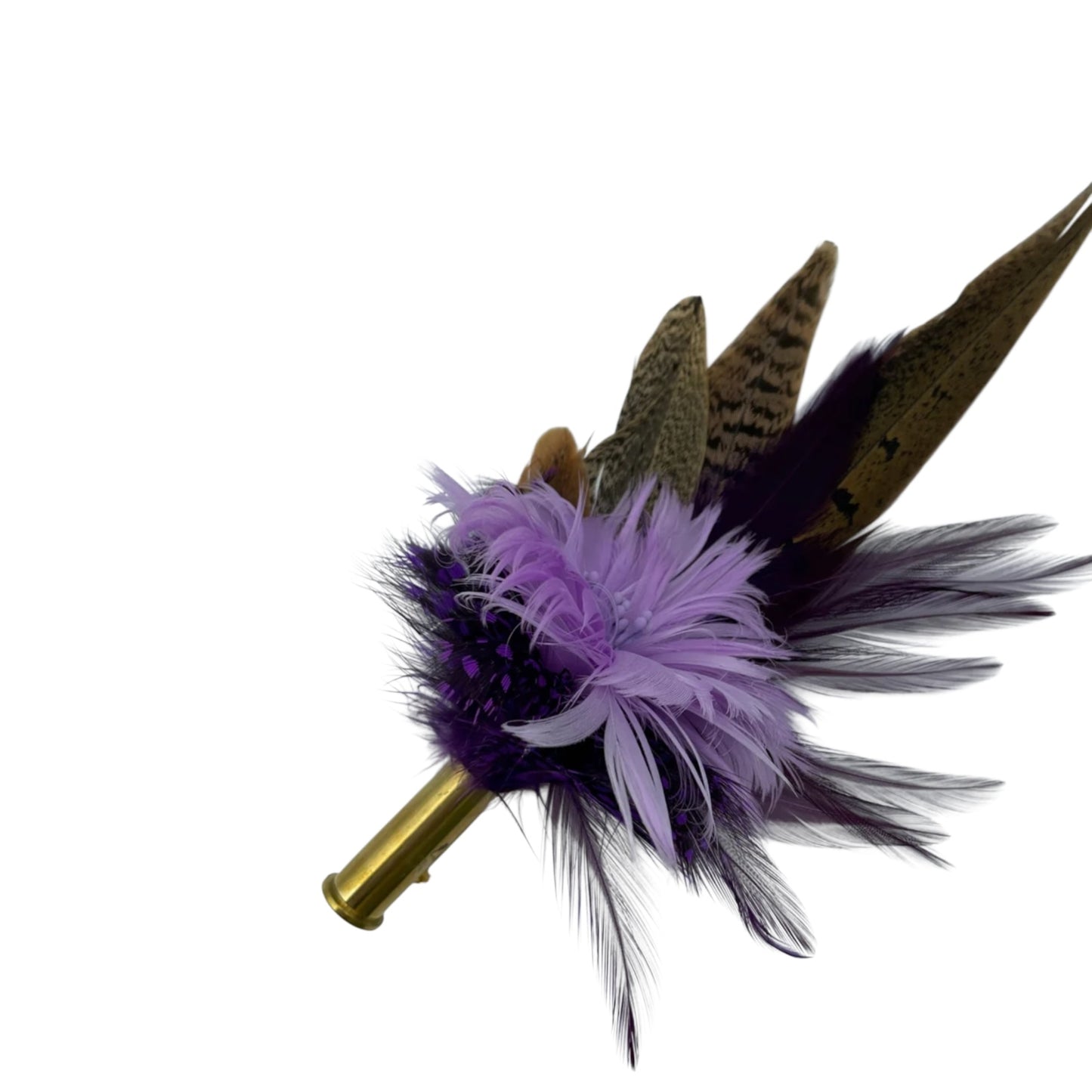 Purple Tones & Natural Feather Hat Pin (CFP547)