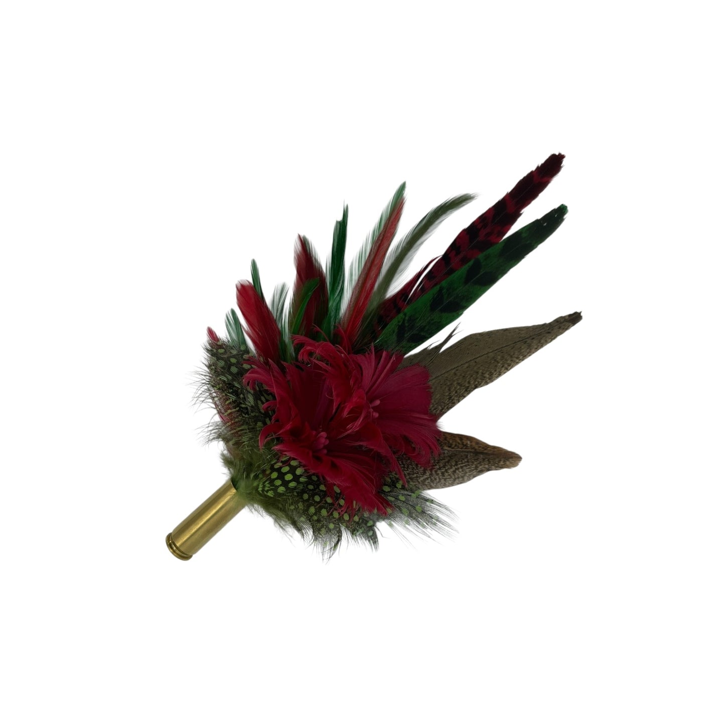Red & Green Feather Hat Pin (CFP563)
