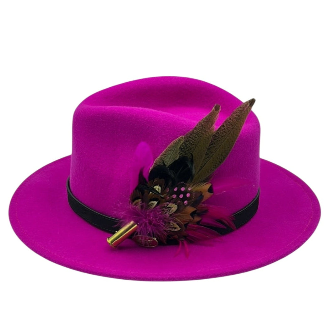 Cerise & Natural Feather Hat Pin (CFP476)