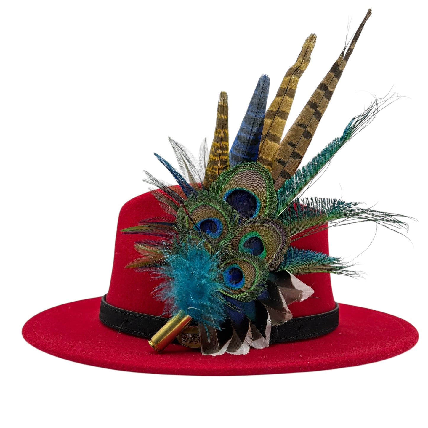 Navy, Green & natural Feather Hat Pin (CFP797)