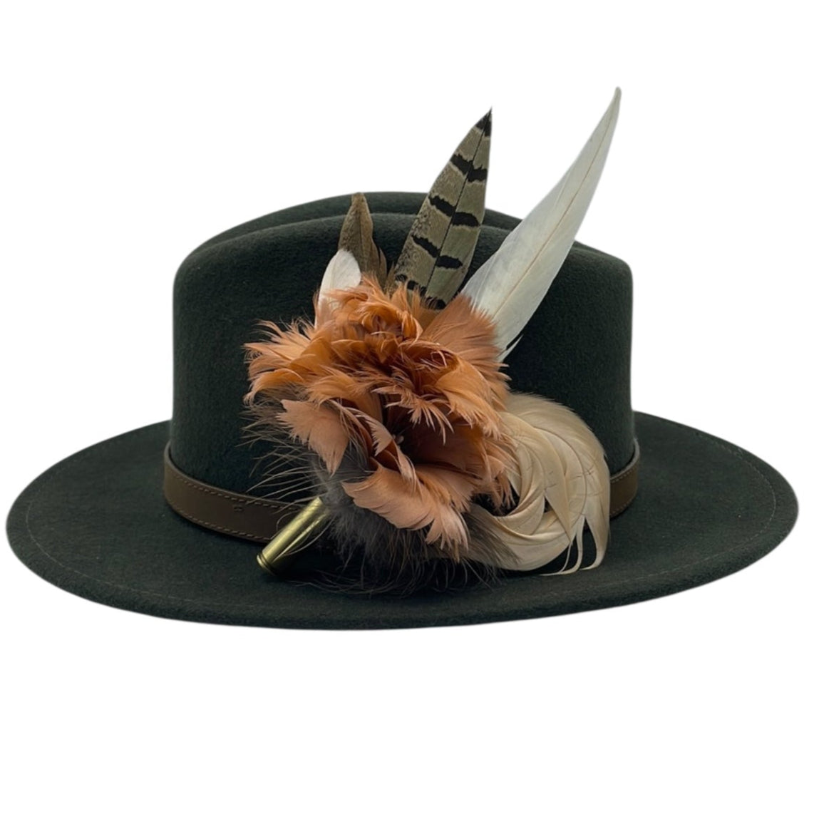 Coffee, Peach & White Feather hat Pin (CFP414)