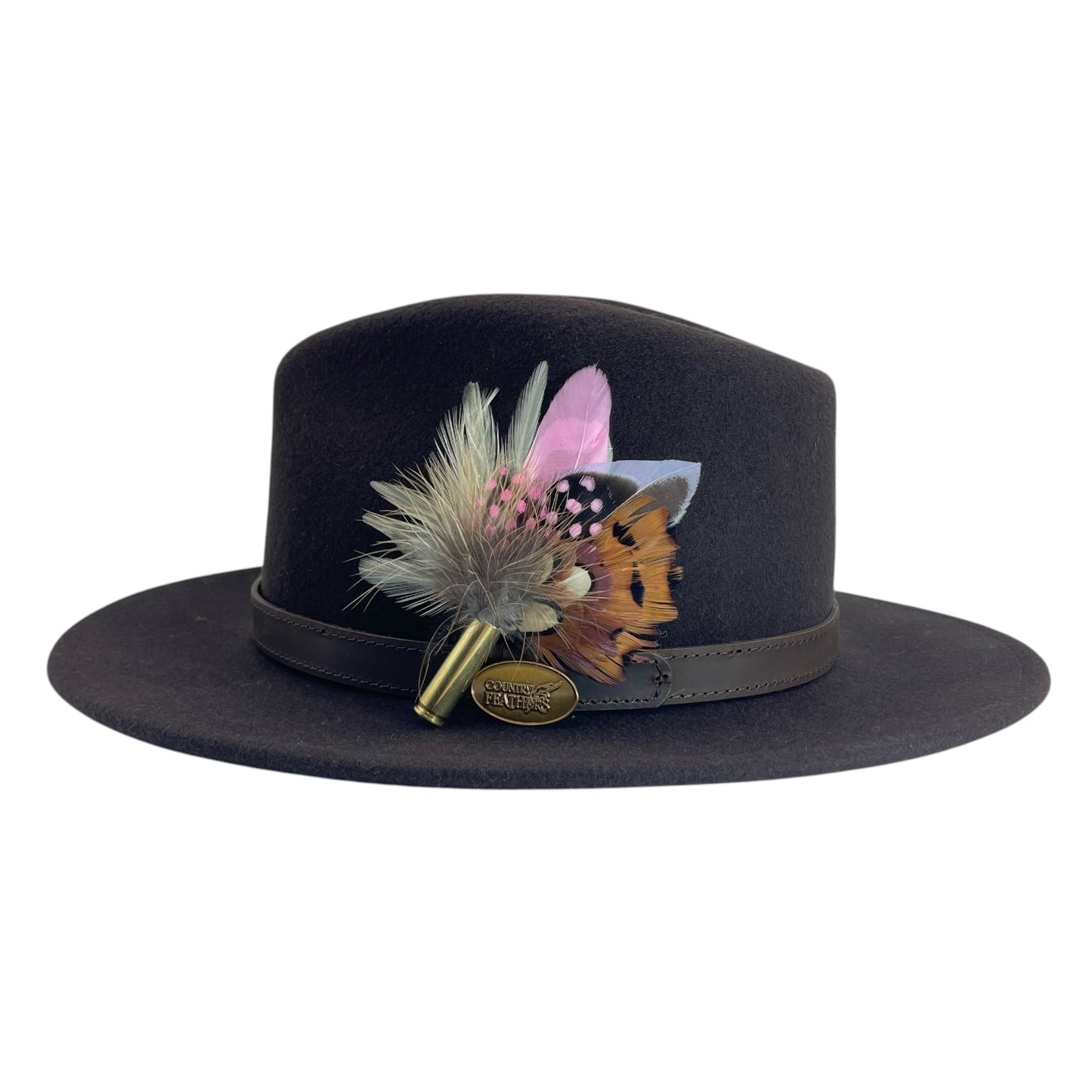 Pink & Natural Feather Hat Pin (CFP724)