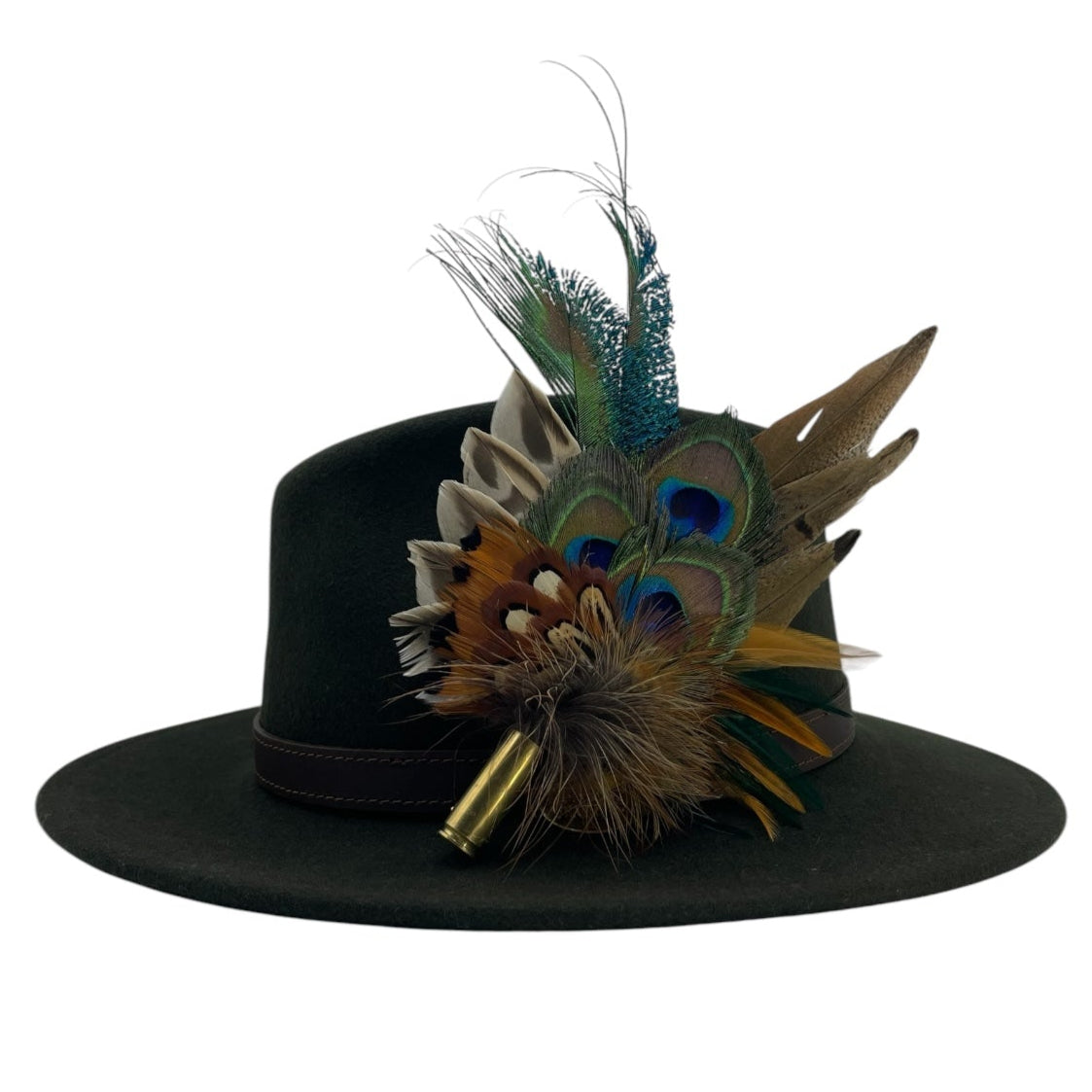 Peacock, Rust & Natural Feather Hat Pin (CFP757)