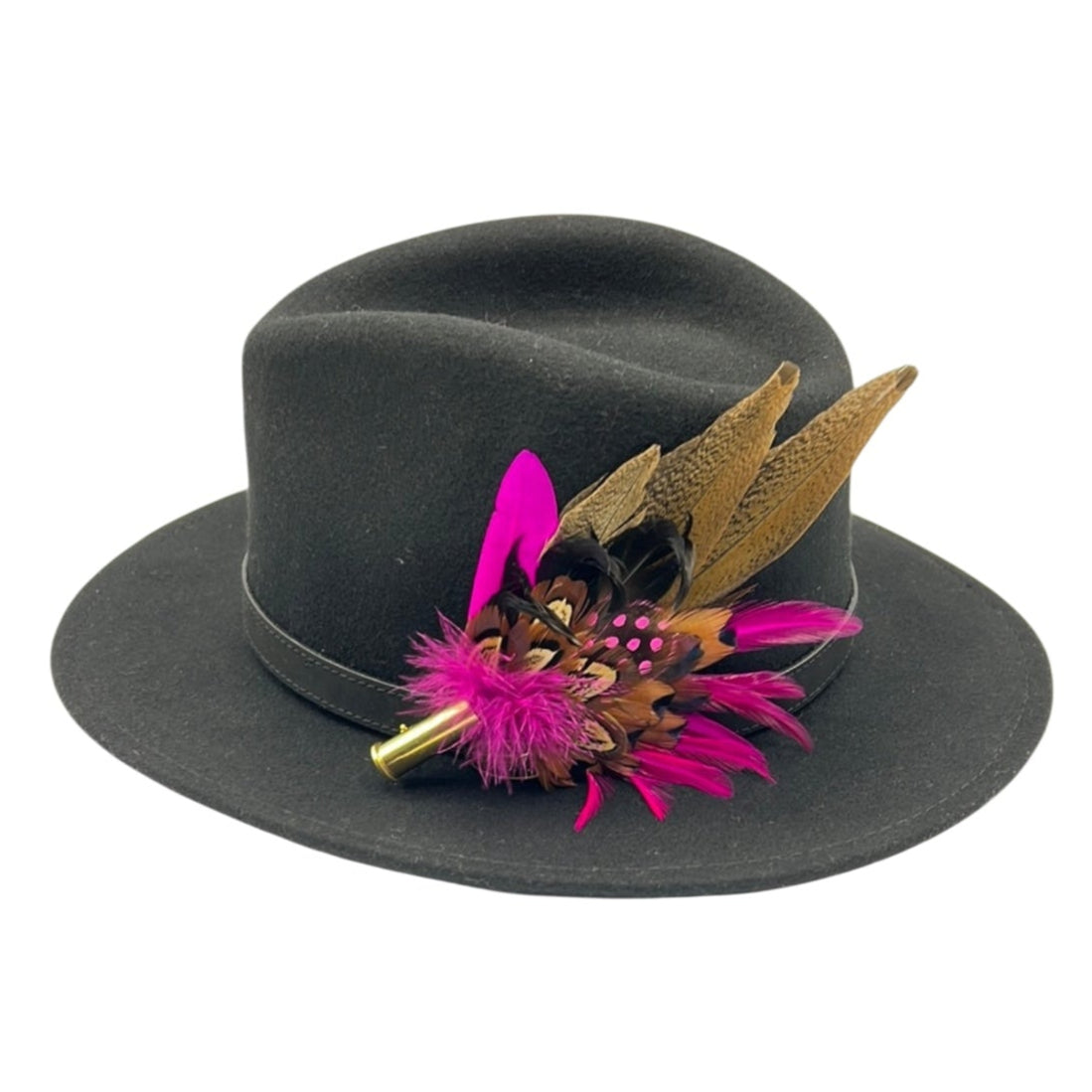 Cerise & Natural Feather Hat Pin (CFP476)