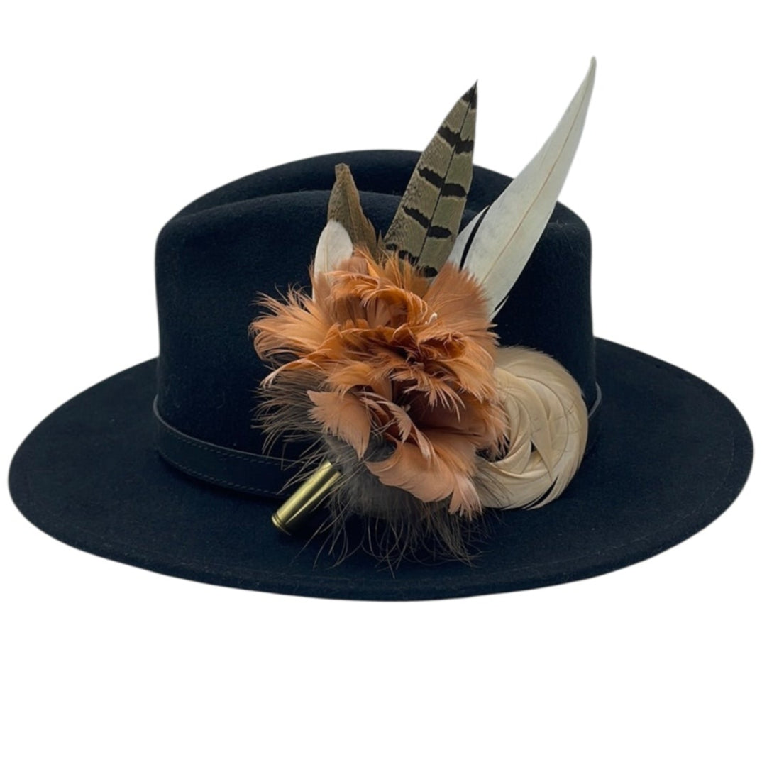 Coffee, Peach & White Feather hat Pin (CFP414)