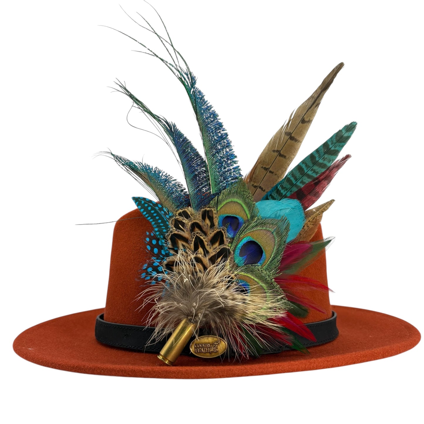 Wine, teal, green & natural Feather Hat Pin (CFP799)