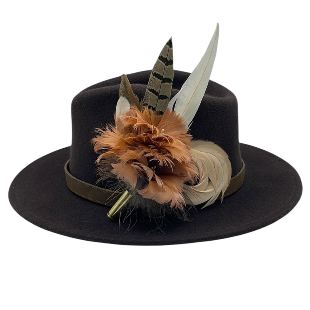 Coffee, Peach & White Feather hat Pin (CFP414)