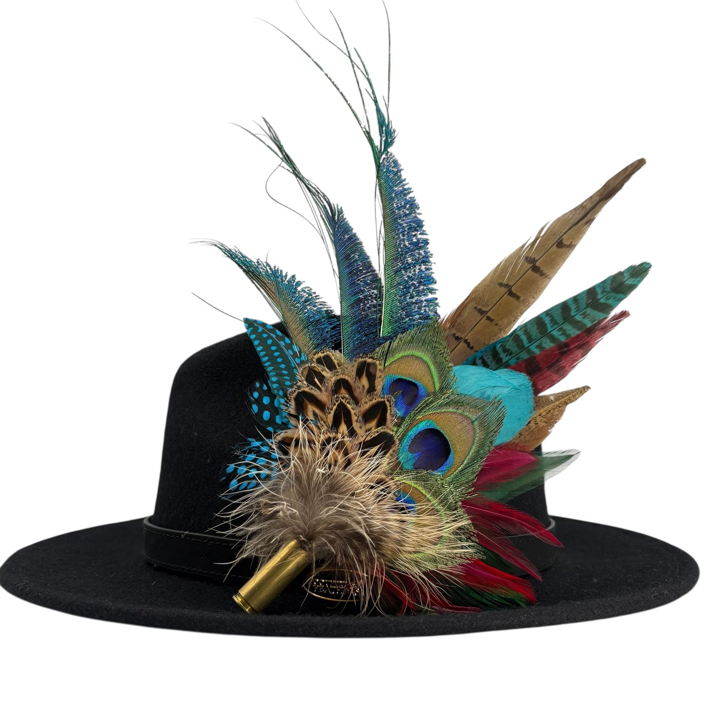 Wine, teal, green & natural Feather Hat Pin (CFP799)