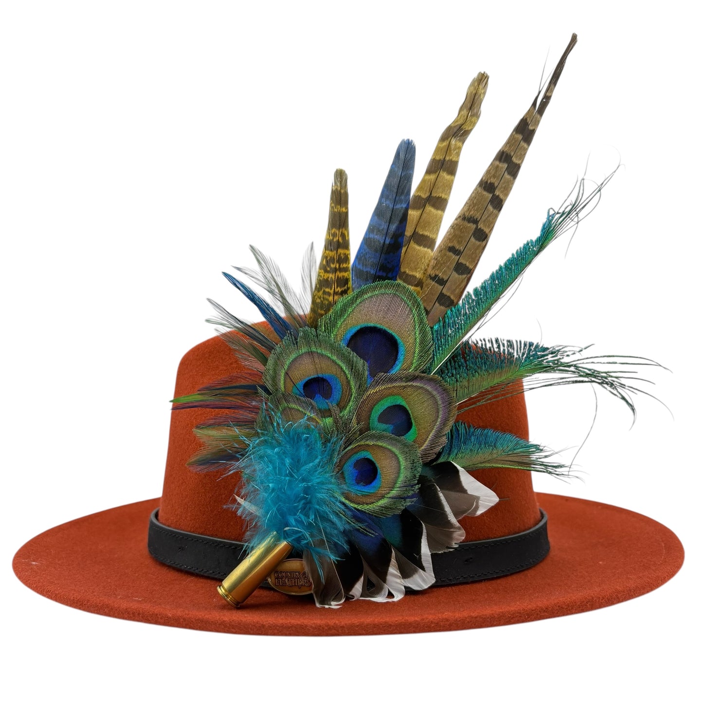 Navy, Green & natural Feather Hat Pin (CFP797)