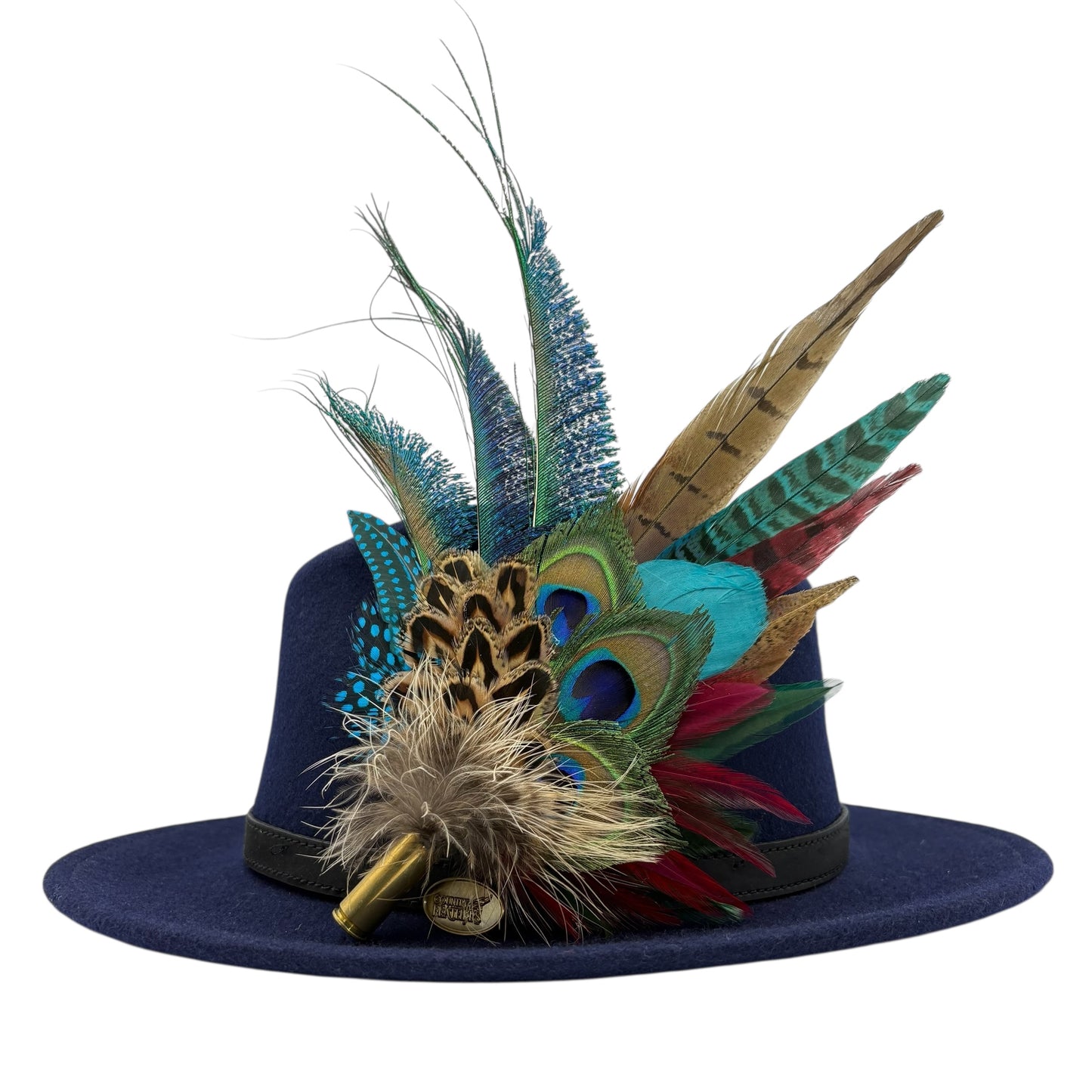 Wine, teal, green & natural Feather Hat Pin (CFP799)