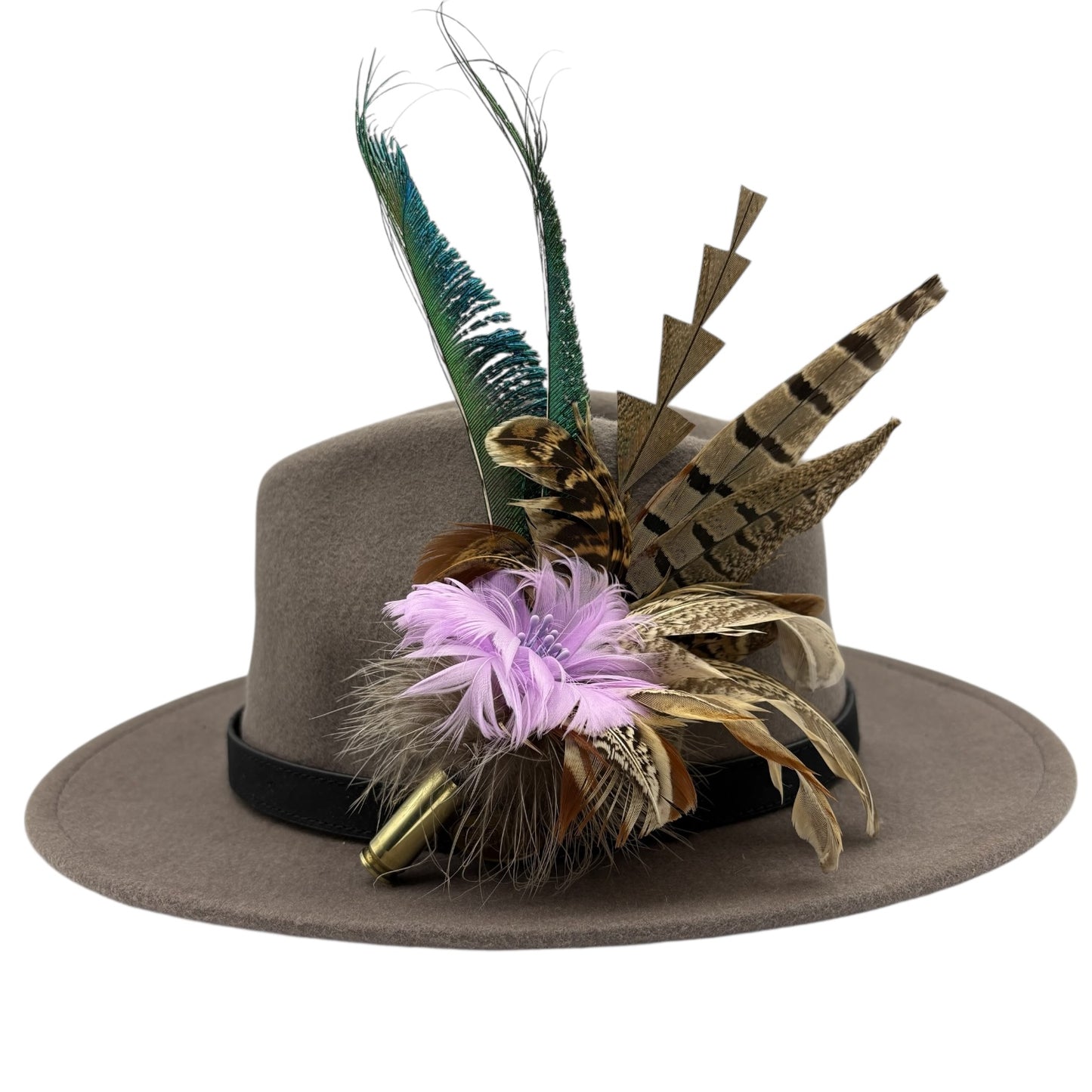 Lilac, teal and natural Feather Hat Pin (CFP559)