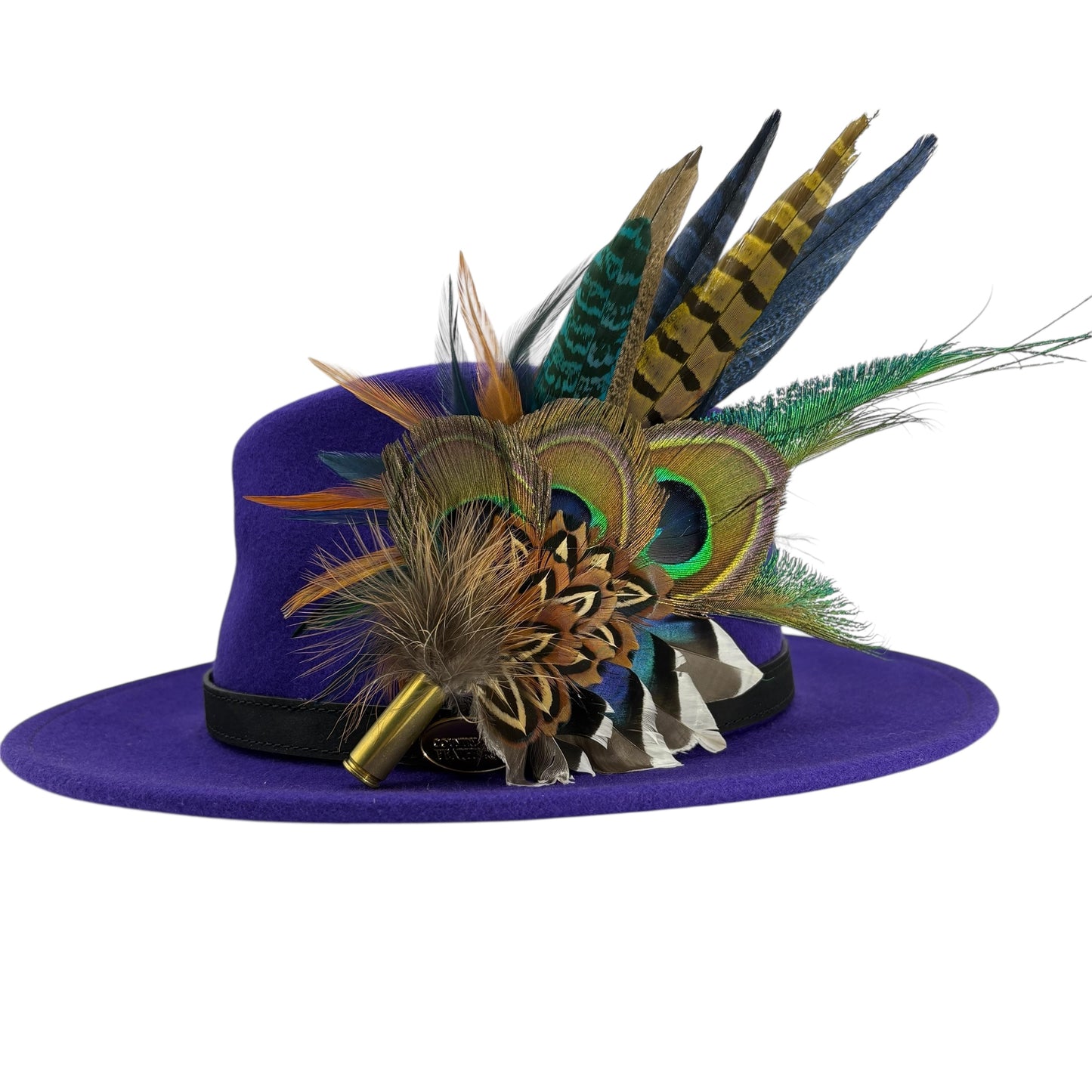 Mustard, navy, teal, green & natural Feather Hat Pin (CFP800)
