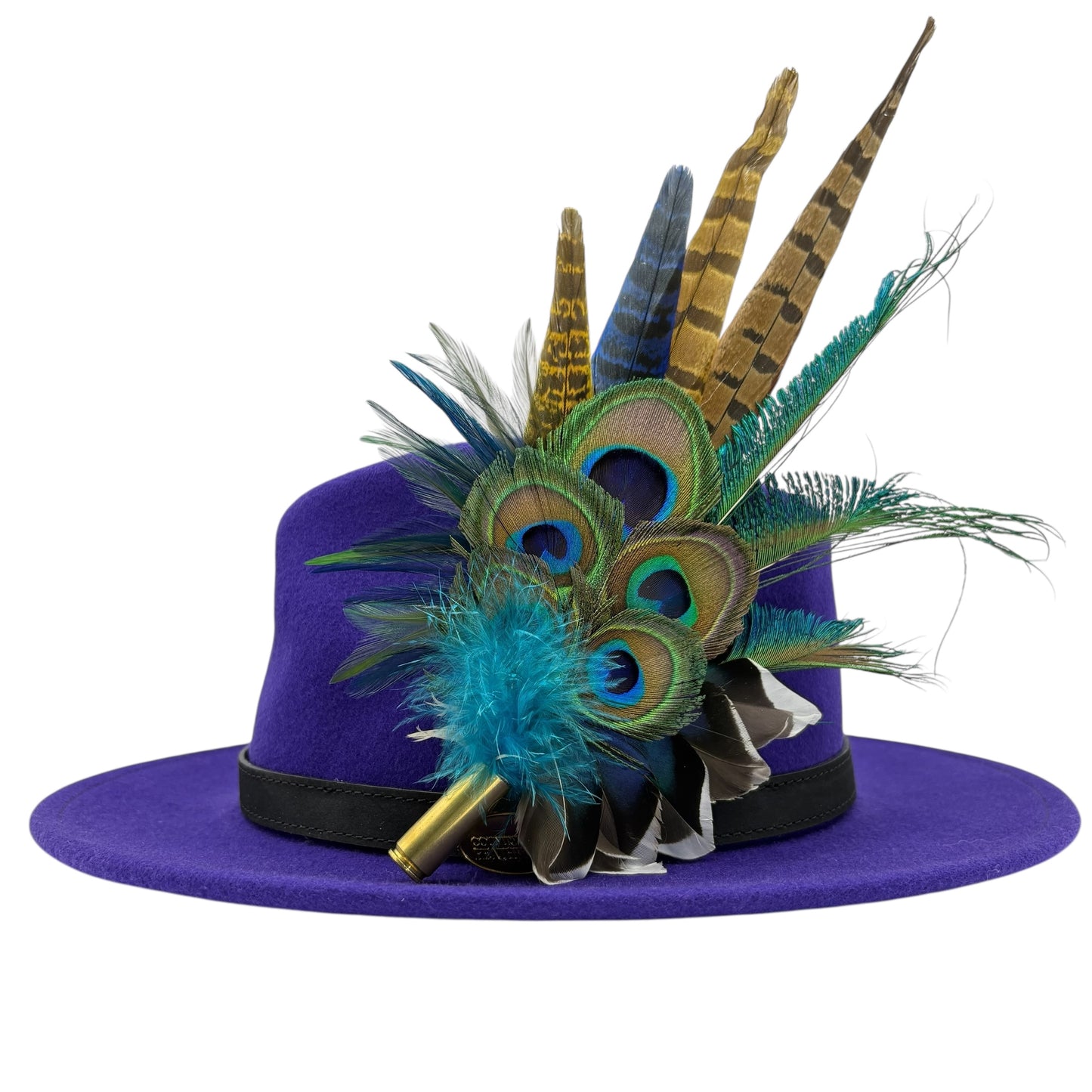 Navy, Green & natural Feather Hat Pin (CFP797)