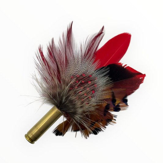 Red & Natural Feather Hat Pin (CFP722)