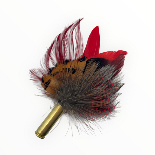 Red & Natural Feather Hat Pin (CFP723)