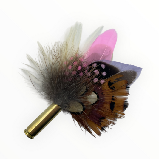 Pink & Natural Feather Hat Pin (CFP724)