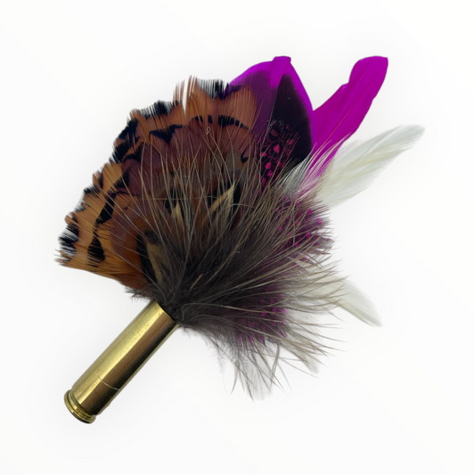 Cerise & Natural Feather Hat Pin (CFP726)
