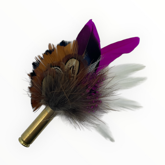 Cerise & Natural Feather Hat Pin (CFP727)