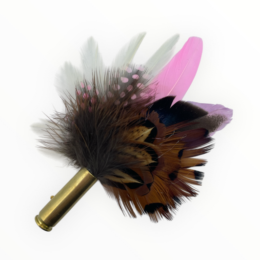 Pink & Natural Feather Hat Pin (CFP729)