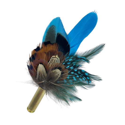 Turquoise & Natural Feather Hat Pin (CFP730)