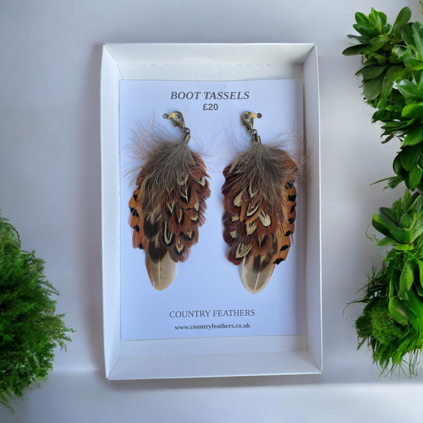 Natural Feather Pheasant Boot Tassels (CFB4115)