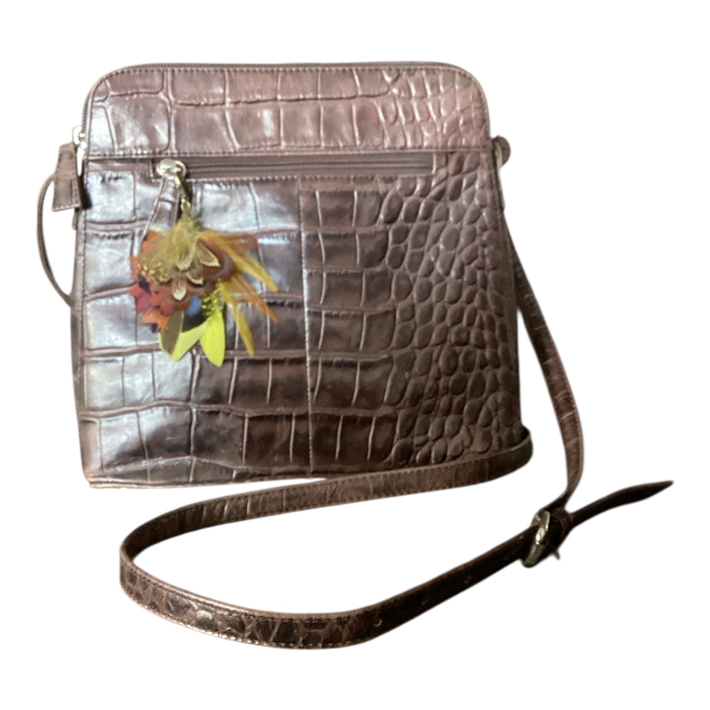 Yellow, & natural feather Hand bag Charm (CFHC6048)