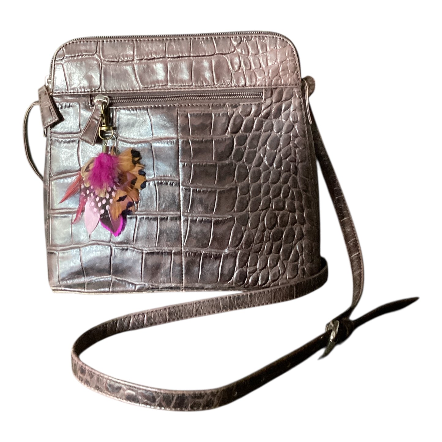 Cerise Pink, Light Pink & Natural Feather Handbag Charm (CFH6052)