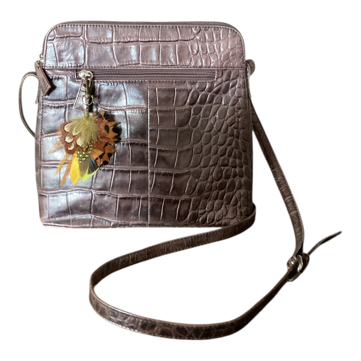 Yellow & Natural Feather Handbag Charm (CFHC6054)