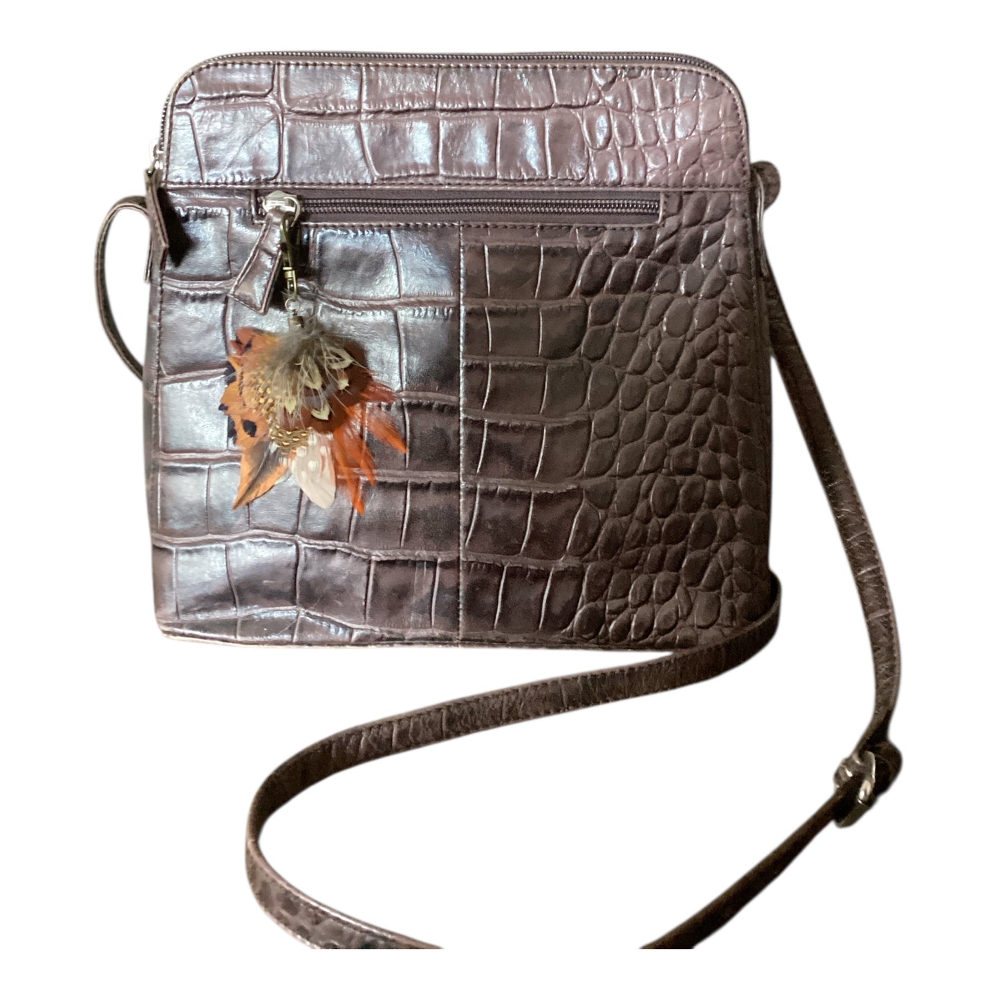 Orange, Peach & Natural Feather Handbag Charm (CFHC6055)