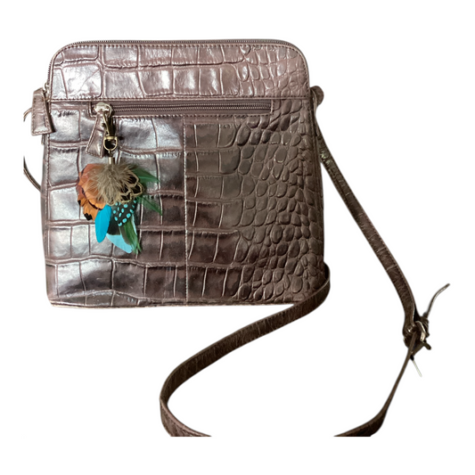 Green, Teal & Natural Feather Handbag Charm (CFHC6059)