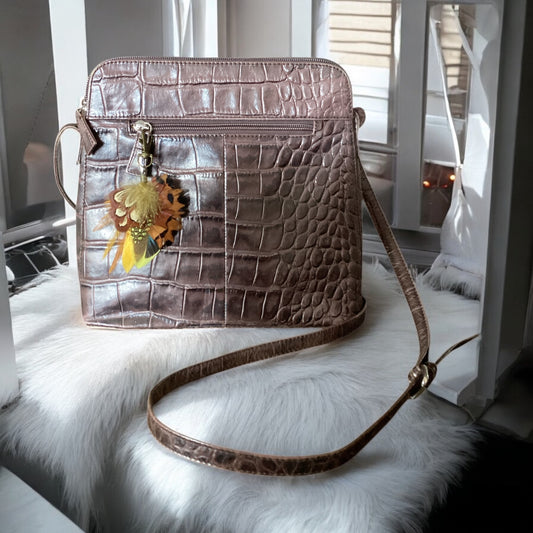 Yellow & Natural Feather Handbag Charm (CFHC6054)