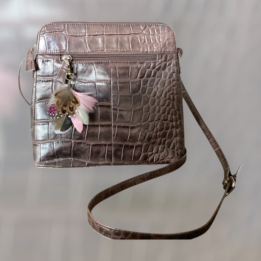 Pink, Cerise & Natural Feather Handbag Charm (CFHC6058)