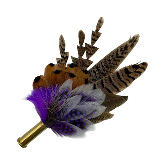 Purple & Natural Feather Hat Pin (CFP562)